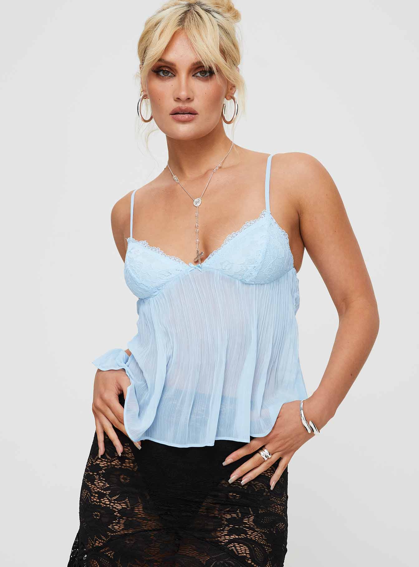 Faye | Lace Pleated Top