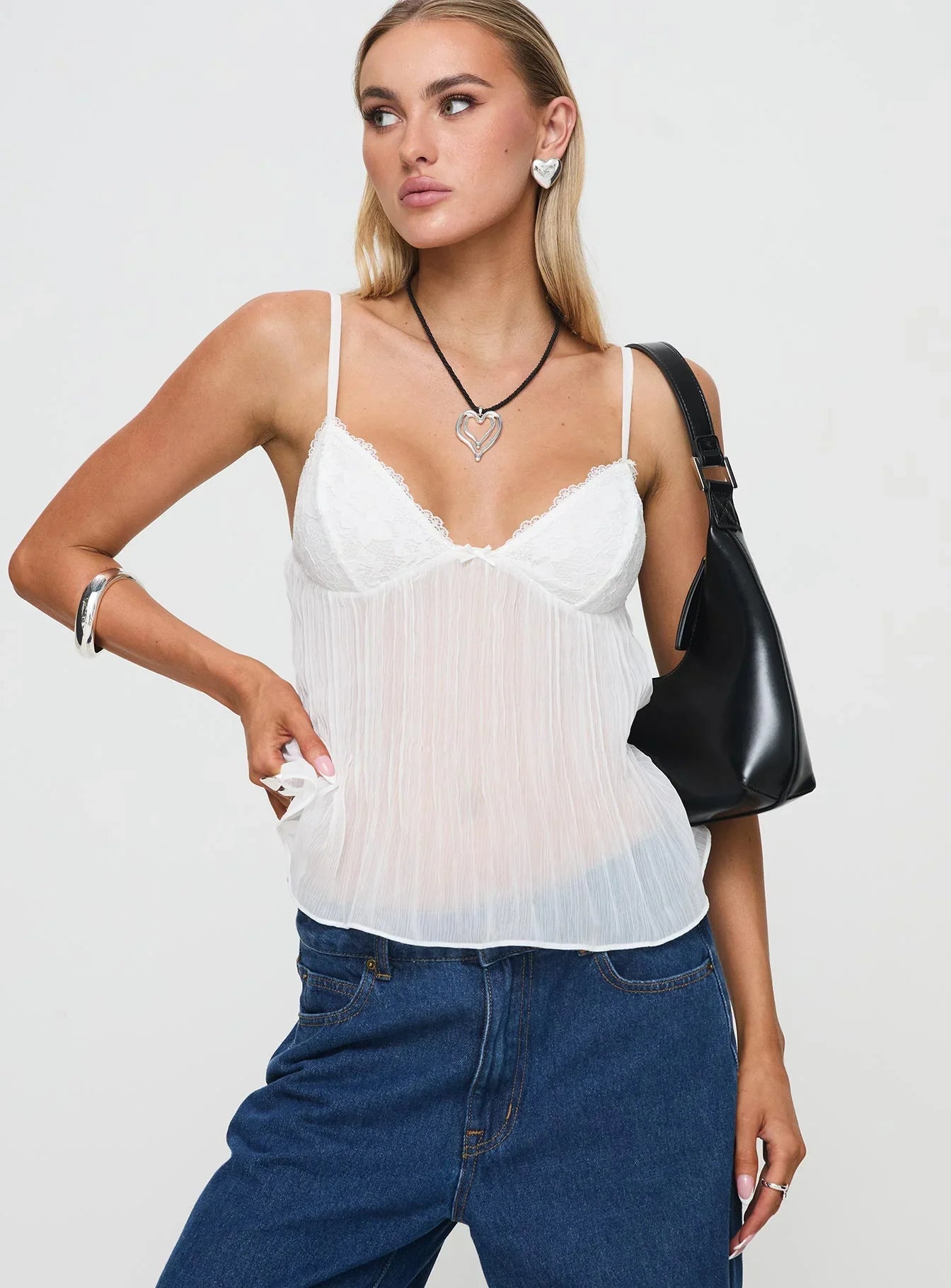 Faye | Lace Pleated Top
