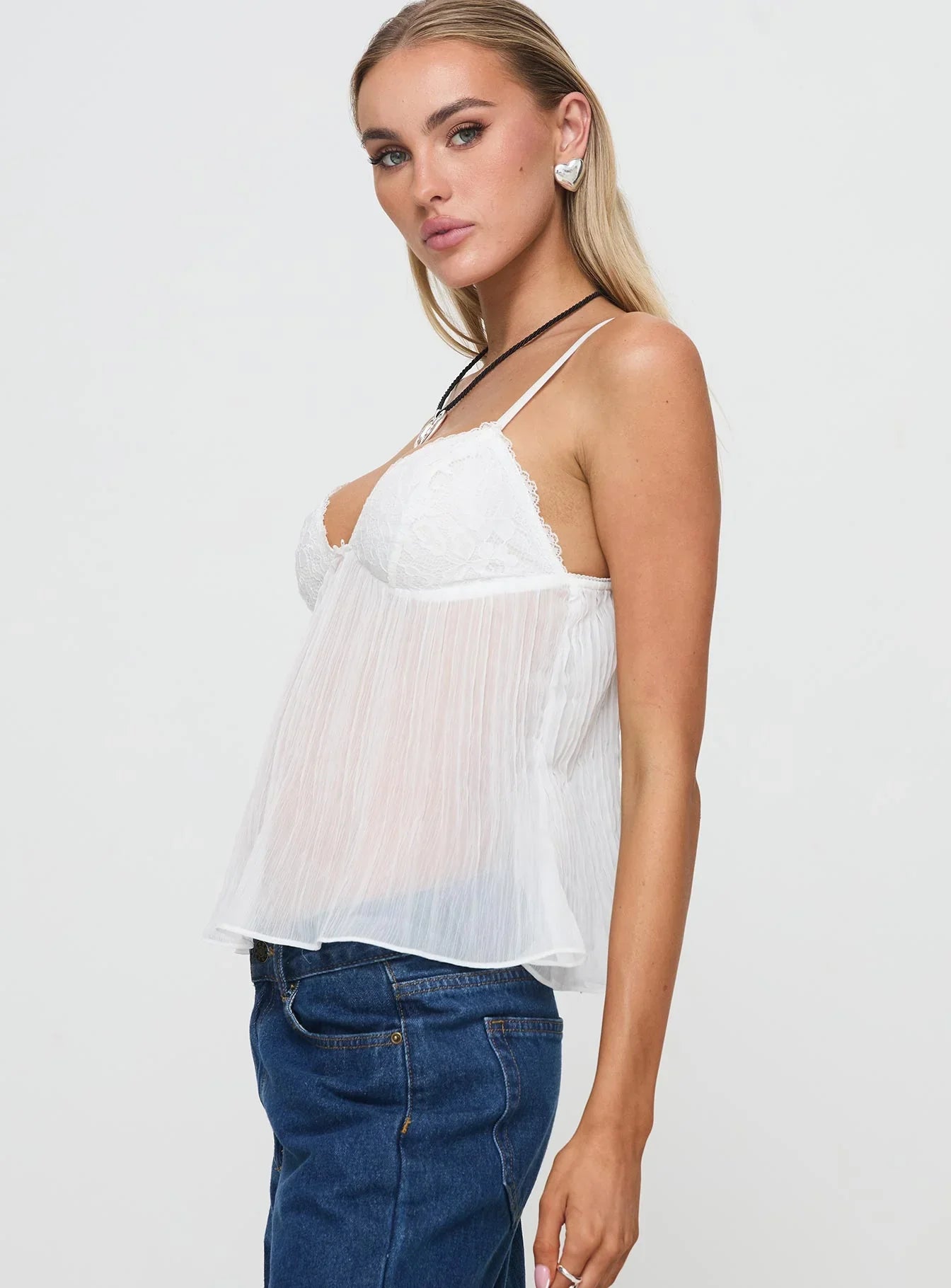 Faye | Lace Pleated Top