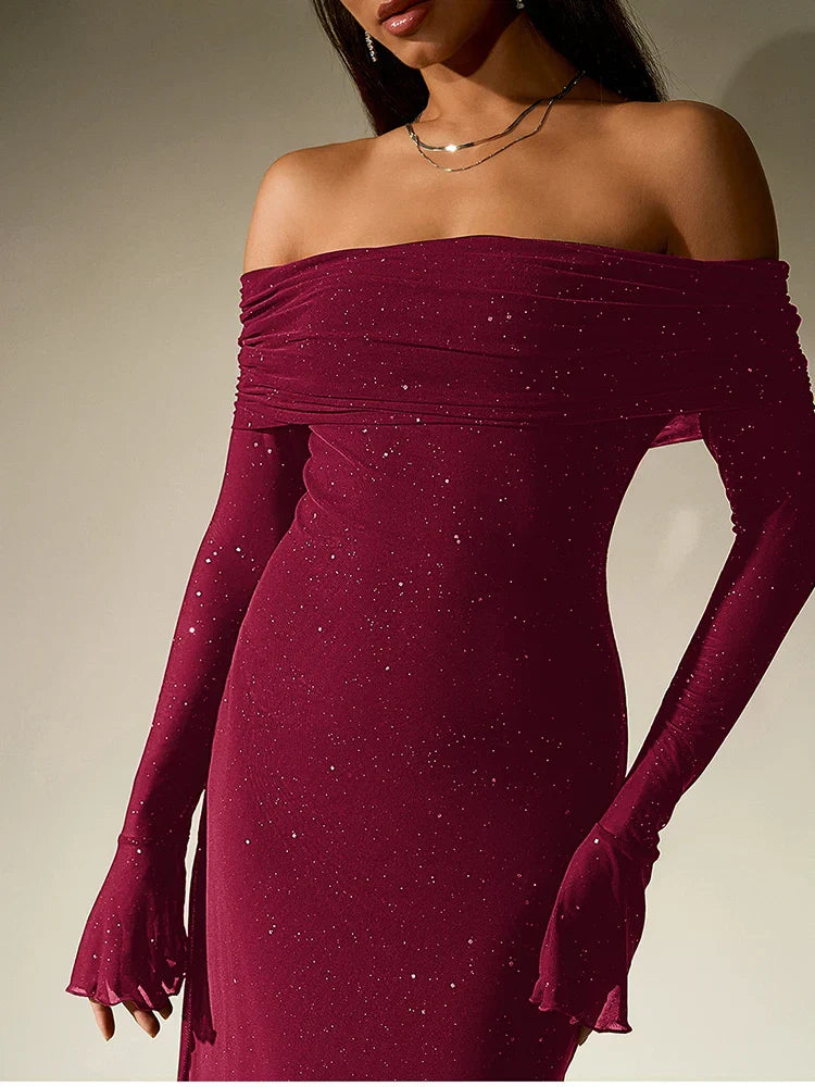 Rose | Off Shoulder Sequin Dress